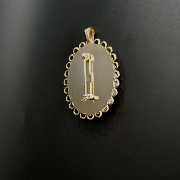 OOAK‎ ANTIQUE HANDPAINTED PORCELAIN PENDANT BROOCH PIN  1.75 x 1.3/8" INCHES - Picture 9 of 9